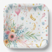 フェスティバルフローラパーティープレート-紙プレート ペーパープレート (正面)
