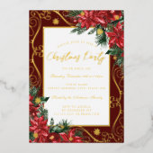 フェスティバルフローラフレームクリスマスパーティー 箔招待状 (正面)