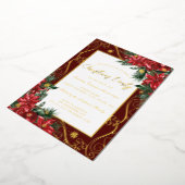 フェスティバルフローラフレームクリスマスパーティー 箔招待状 (回転した状態)