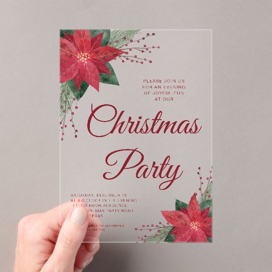 フェスティバルフローラポインセチアパーティー アクリル招待状 (インサイチュ (ポータブル))
