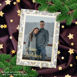 フェスティバルフローラマンダラスノーフレークパターン金ゴールド 箔シーズンカード