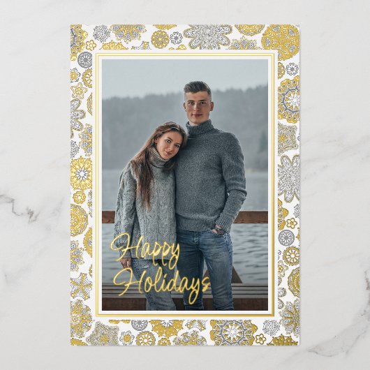 フェスティバルフローラマンダラスノーフレークパターン金ゴールド 箔シーズンカード (正面)