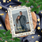 フェスティバルフローラマンダラスノーフレークパターン金ゴールド 箔シーズンポストカード