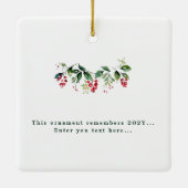 フェスティバルフローラモダンのクリスマス写真 セラミックオーナメント (裏面)