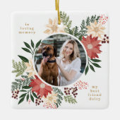 フェスティバルフローラモダンのクリスマス写真 セラミックオーナメント (正面)