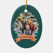 フェスティバルフローラリースクリスマスグリーンフォト セラミックオーナメント (正面)