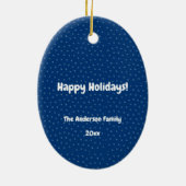 フェスティバルフローラリースクリスマスネイビー写真 セラミックオーナメント (裏面)