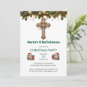 フェスティバルフローラルパターンクロスクリスマス 招待状 (スタンド正面)