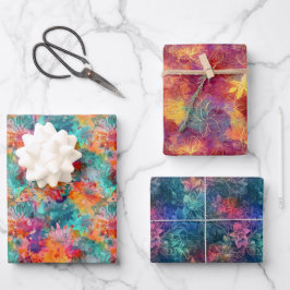 フェスティバルフローラルパターン – 鮮やか開花 ラッピングペーパーシート