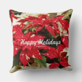フェスティバルフローラレッドホワイトポインセティ葉アス クッション (裏面)