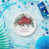 フェスティバルフローラレッドポインセティシアメリークリスマス ペーパープレート (パーティー)