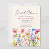 フェスティバルブライトウォーターカラーフラワーズブライダルシャワー 招待状 (正面)