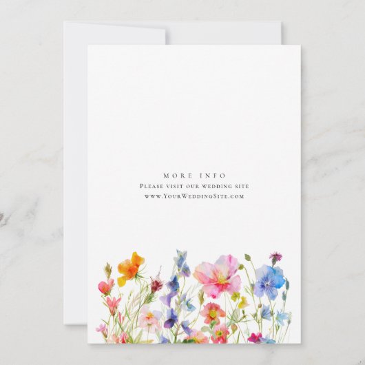 フェスティバルブライトウォーターカラーフラワーズブライダルシャワー 招待状 (裏面)