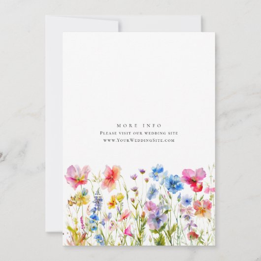 フェスティバルブライトウォーターカラーフラワーズブライダルシャワー 招待状 (裏面)