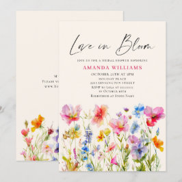 フェスティバルブライトウォーターカラーフラワーズブライダルシャワー 招待状