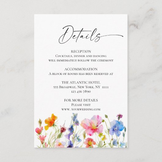 フェスティバルブライトウォーター色の花の詳細 エンクロージャーカード (正面)