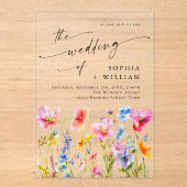フェスティバルブライトウォーター色ワイルドフラワー結婚ズ アクリル招待状 (正面)