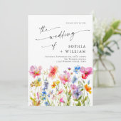 フェスティバルブライトウォーター色ワイルドフラワー結婚ズ 招待状 (スタンド正面)