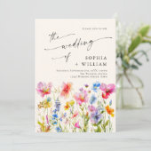 フェスティバルブライトウォーター色ワイルドフラワー結婚ズ 招待状 (スタンド正面)