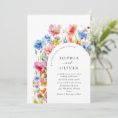 フェスティバルブライトウォーター色ワイルドフラワー結婚ズ 招待状 (スタンド正面)