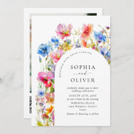 フェスティバルブライトウォーター色ワイルドフラワー結婚ズ 招待状