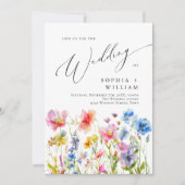 フェスティバルブライトウォーター色ワイルドフラワー結婚ズ 招待状 (正面)