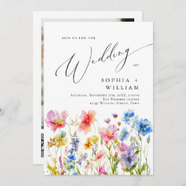 フェスティバルブライトウォーター色ワイルドフラワー結婚ズ 招待状