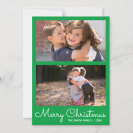 フェスティバルブライトグリーン2フォトホリデーコラージュ マグネット招待状