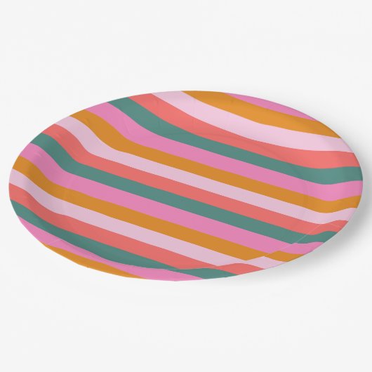 フェスティバルブライトストライプ ペーパープレート (アングル)