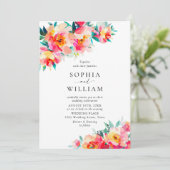 フェスティバルブライトピンクオレンジ結婚色の花 招待状 (スタンド正面)