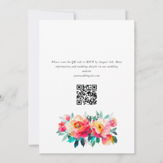 フェスティバルブライトピンクオレンジ結婚色の花 招待状 (裏面)