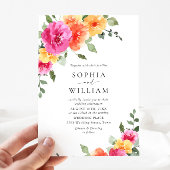 フェスティバルブライトピンクオレンジ結婚色の花 招待状