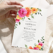 フェスティバルブライトピンクオレンジ結婚色の花 招待状