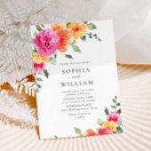 フェスティバルブライトピンクオレンジ結婚色の花 招待状