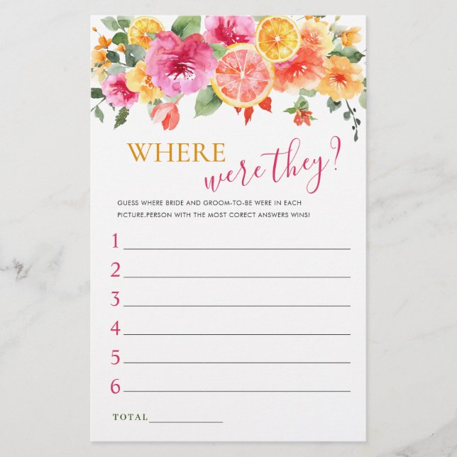 フェスティバルブライトフラワーシトラスブライダルシャワーゲーム (正面)