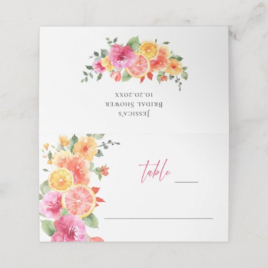 フェスティバルブライトフラワーズフローラ柑橘類ブライダルシャワー プレイスカード (外部開封)