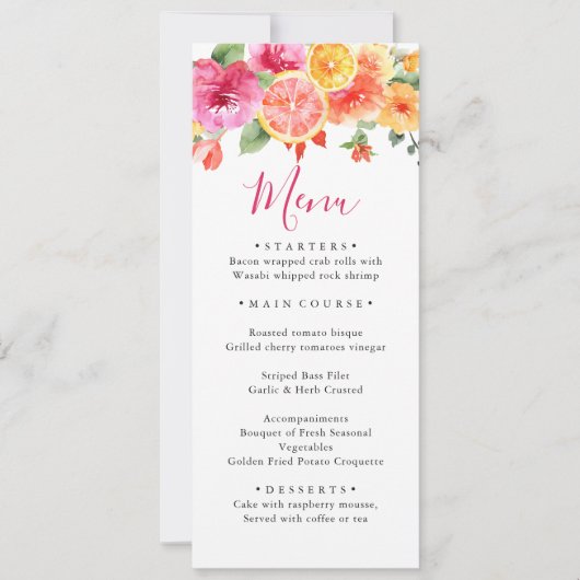 フェスティバルブライトフラワーズフローラ柑橘類ブライダルシャワー 招待状 (正面)