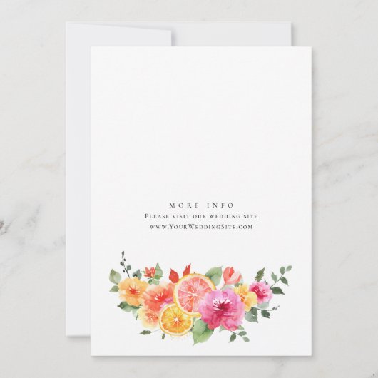 フェスティバルブライトフラワーズフローラ柑橘類ブライダルシャワー 招待状 (裏面)