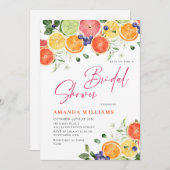 フェスティバルブライトフローラシトラススライスブライダルシャワー 招待状 (正面/裏面)
