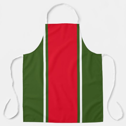フェスティバルブライトレッドストライプフォレストグリーン背景 エプロン (正面)
