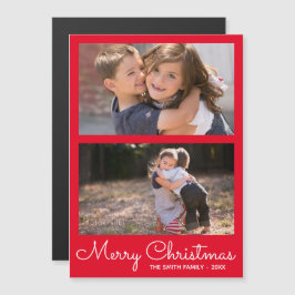 フェスティバルブライトレッド2フォトホリデーコラージュ マグネット招待状