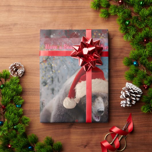 フェスティバルブラウンベアクリスマス包装紙 ラッピングペーパー (クリスマスギフト)