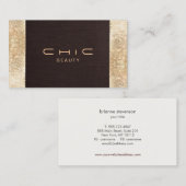 フェスティバルブラウンリネンフェイク金ゴールドセクイン美しい 名刺 (正面/裏面)