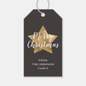 フェスティバルブラウン金ゴールドスターメリークリスマス ギフトタグ (正面)