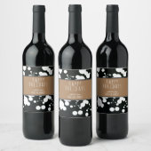 フェスティバルブラックとホワイトのパーソナライズ可能なクリスマス ワインラベル (ボトル)