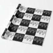 フェスティバルブラックアンドホワイトチャーストマスバウブル ラッピングペーパー (アンロールド)