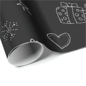 フェスティバルブラッククリスマスラッピング紙 ラッピングペーパー (ロールコーナー)