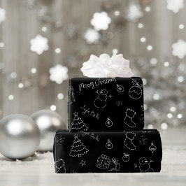 フェスティバルブラッククリスマスラッピング紙 ラッピングペーパー