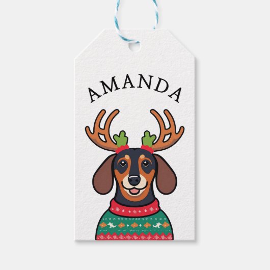 フェスティバルブラックダッシュントのクリスマス名 ギフトタグ (正面)