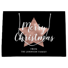 フェスティバルブラックバラ金ゴールドスターメリークリスマス ラージペーパーバッグ